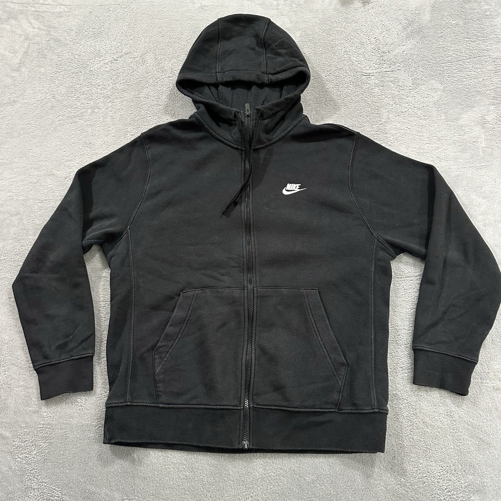 Nike Full Zip Hoodie Sweatshirt Men Large Black Baggy Experience Team Member